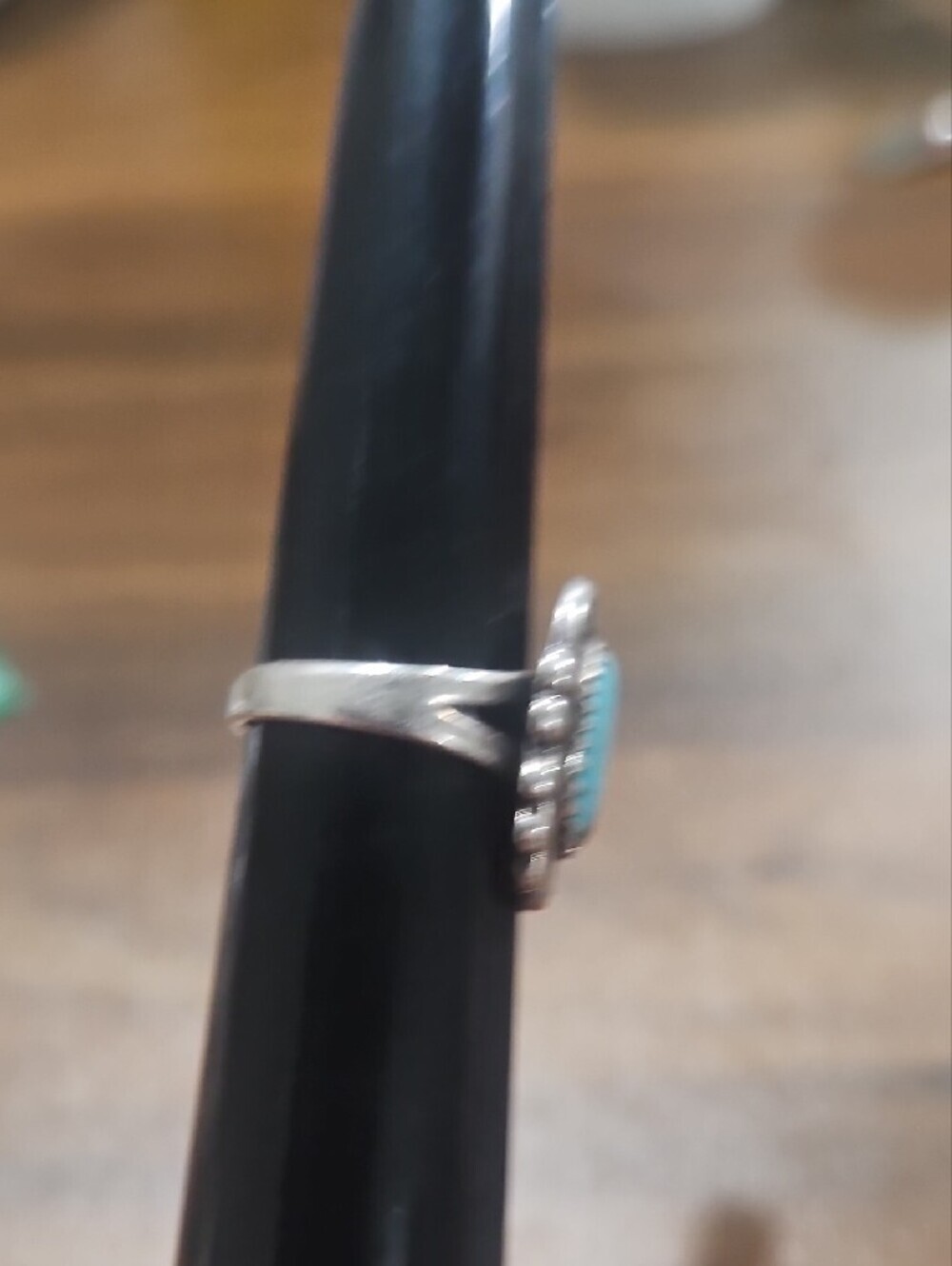 Vintage Turquoise Sterling Silver Ring Oval Floral Southwestern Boho - Picture 5 of 7